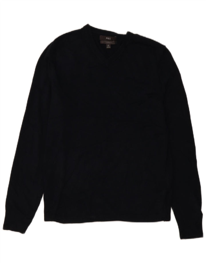 Marks & Spencer Suéter con cuello en V para hombre Acrílico azul marino mediano