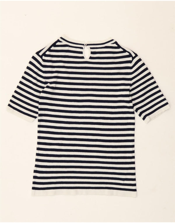 Zara Camiseta Mujer Top UK 40 Mediano Azul Marino Rayas