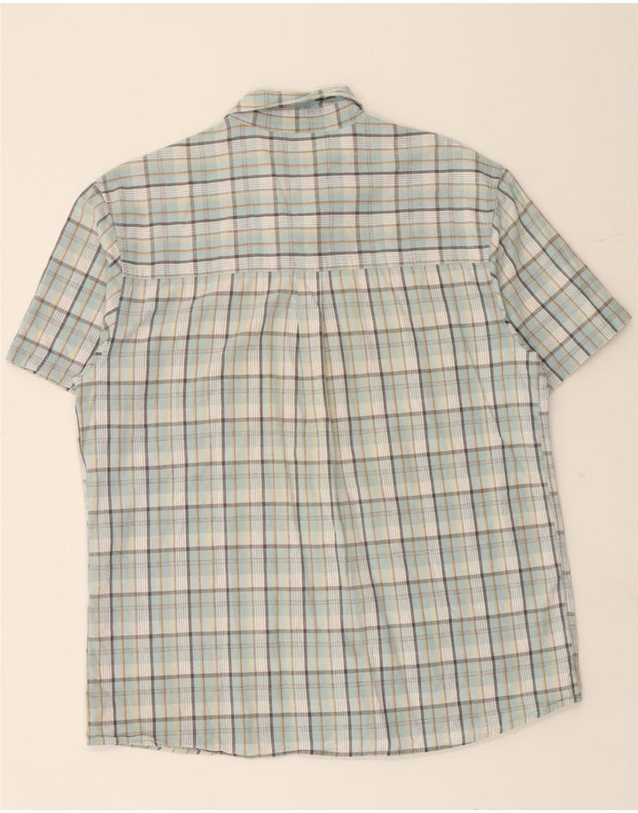 WRANGLER Camisa de manga corta para hombre de algodón a cuadros azules grandes