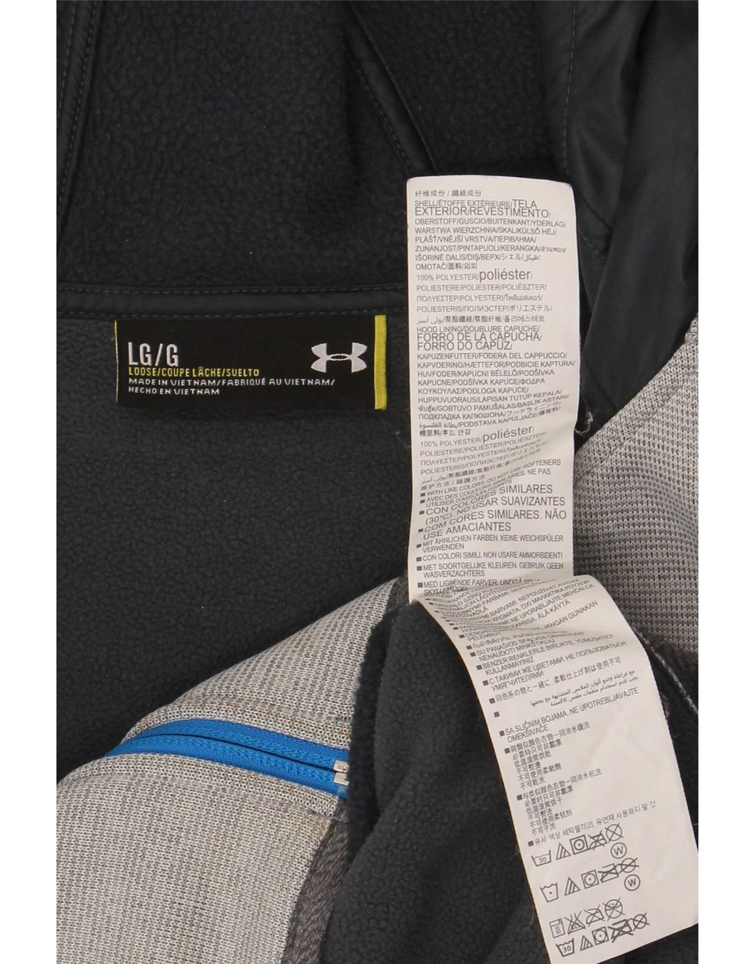 Under Armour Sudadera con capucha y cremallera para hombre Poliéster en bloques de color gris grande