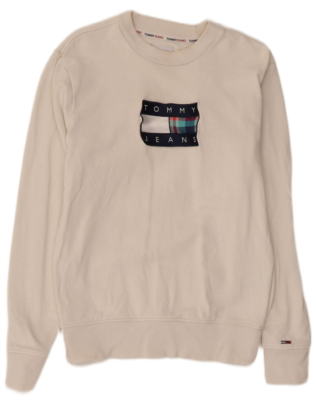 TOMMY HILFIGER Sudadera gráfica para mujer Jersey UK 6 XS Algodón blanco