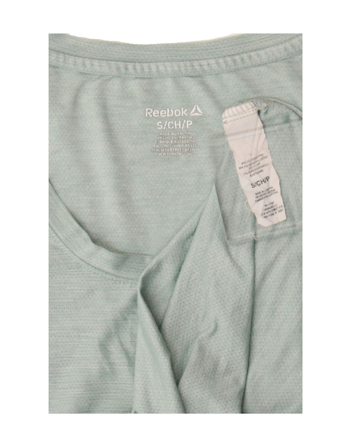 REEBOK Womens T-Shirt Top UK 10 Small Green Polyester Vintage Reebok and Second-Hand Reebok from Messina Hembry 