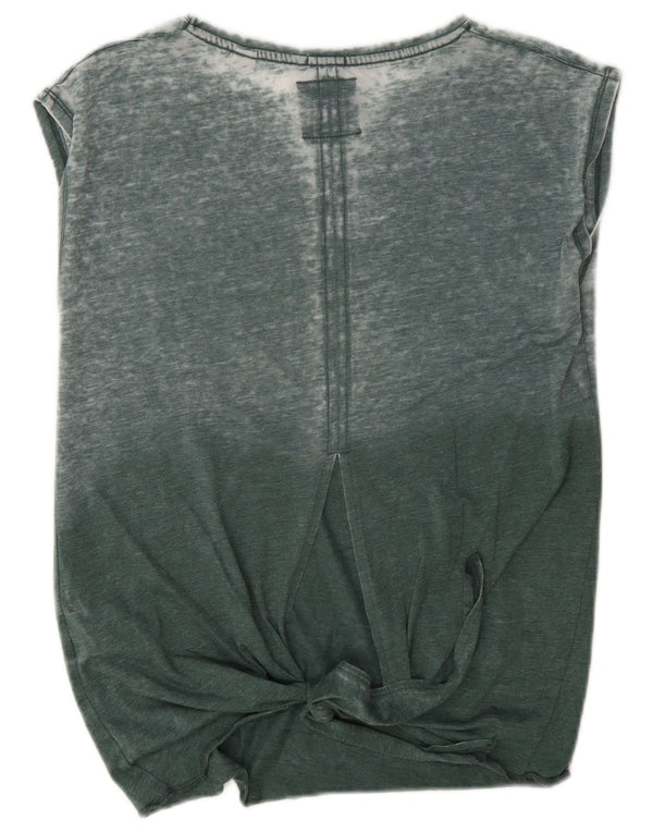 Superdry Mujer Camiseta Sin Mangas Con Gráfico Extragrande UK 8 Small Algodón Verde