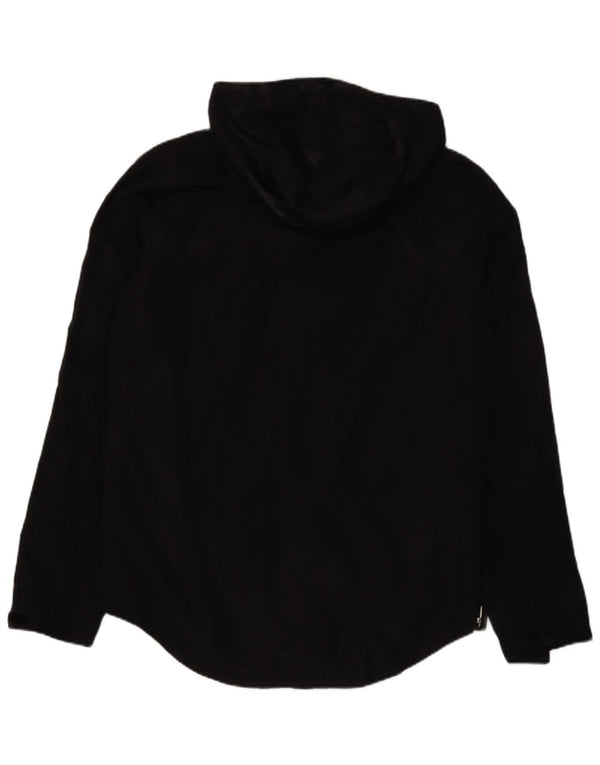 Superdry Chaqueta impermeable con capucha para hombre, talla 40, poliéster negro grande