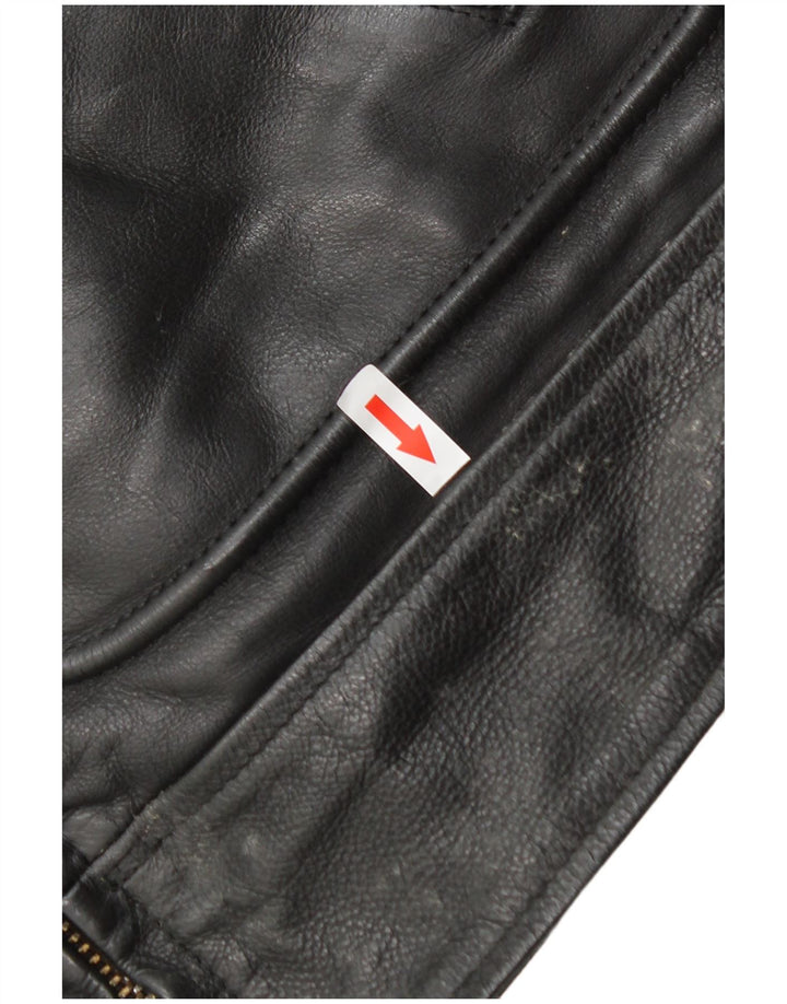 Jeanseria Del Corso Chaqueta de cuero para hombre UK 36 Small Black