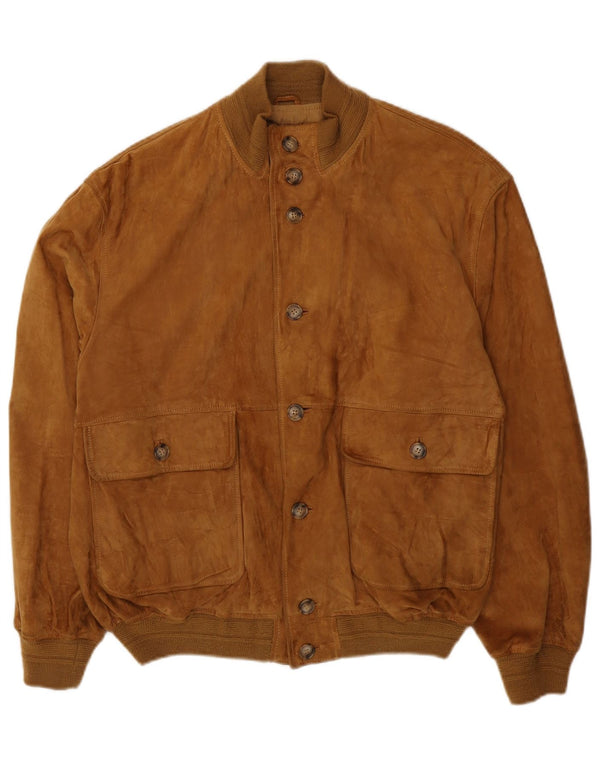Vintage hombres ante bomber chaqueta Reino Unido 42 XL marrón