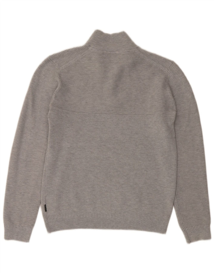 Ted Baker - Jersey para hombre con cremallera y cuello, talla 3, poliéster gris medio