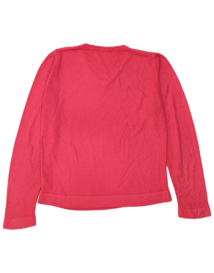 Marks & Spencer Suéter con Cuello en V para Mujer UK 12 Acrílico Rosa Mediano