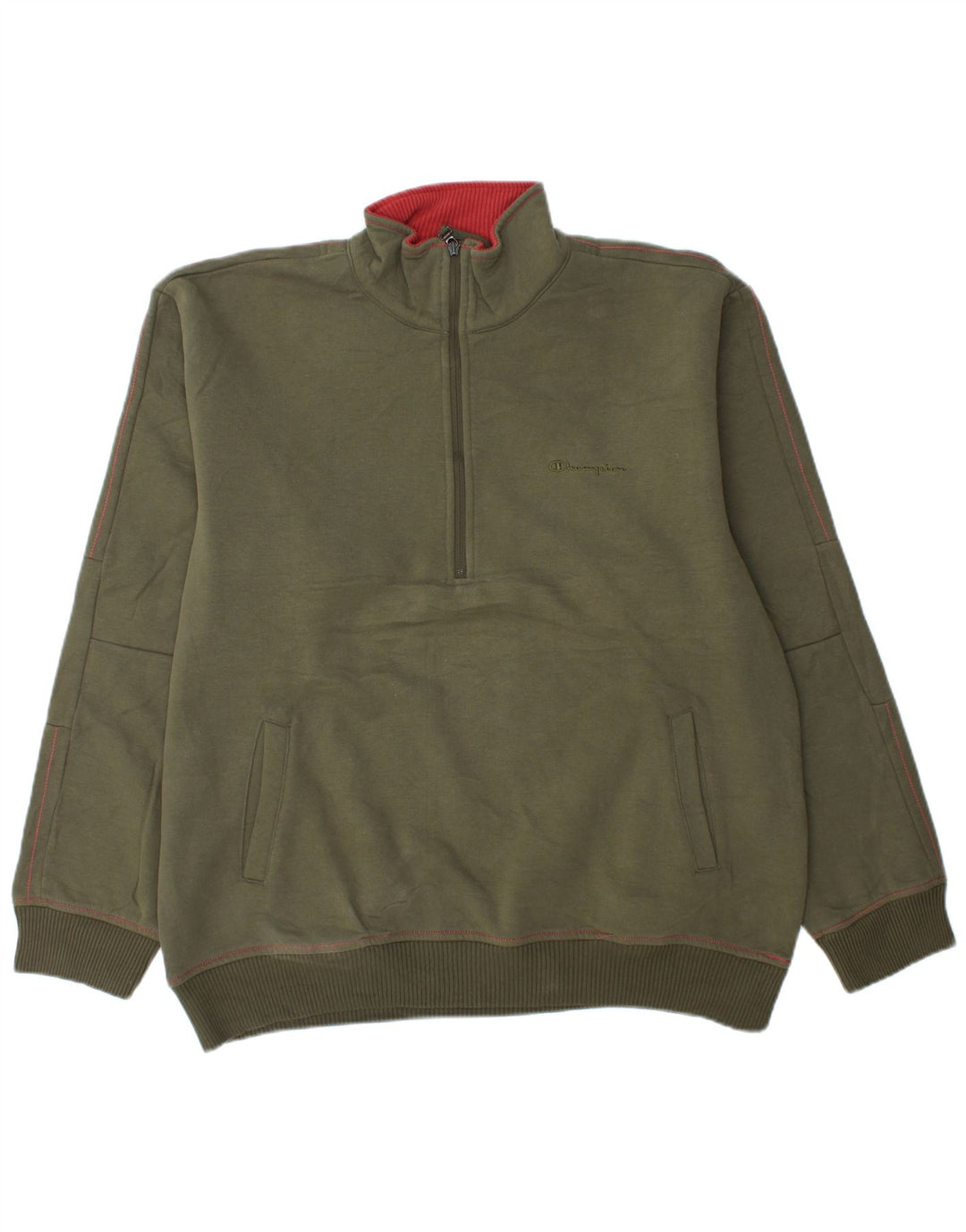 CHAMPION Sudadera con cuello y cremallera para hombre Jumper XL Verde Algodón Deportes