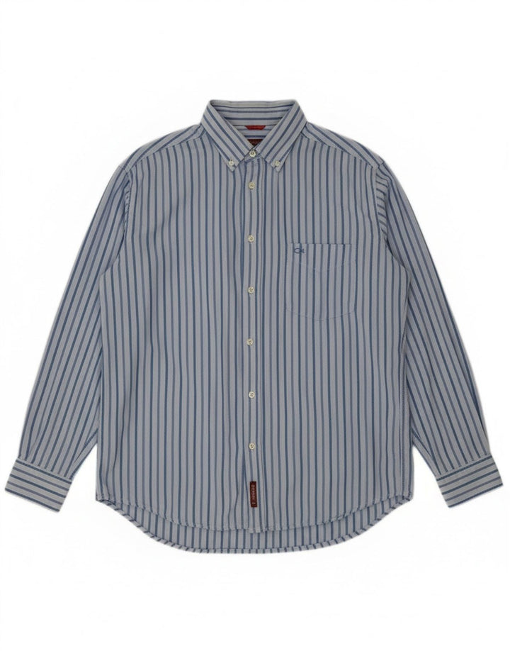 Camisa Carrera Hombre Grande Algodón Rayas Azules