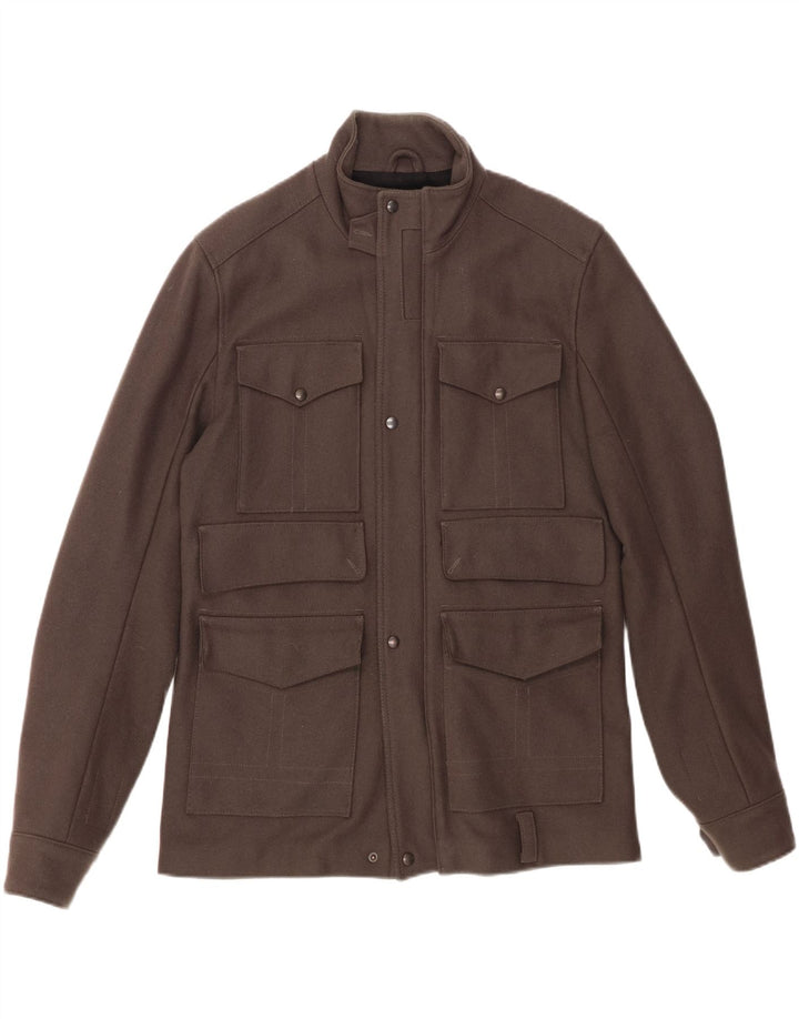 REISS Chaqueta cortavientos para hombre UK 40 Large Gris Lana Virgen