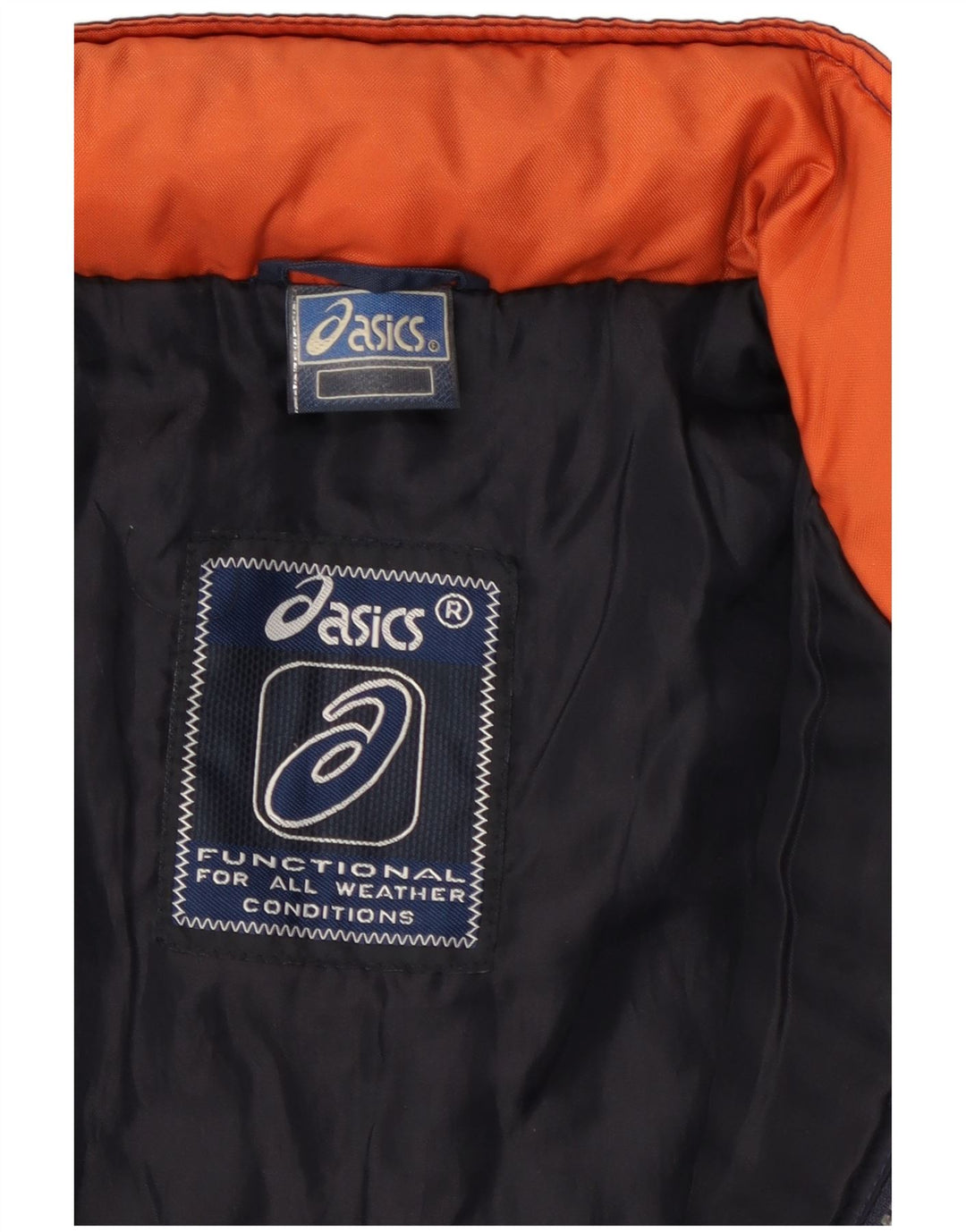 Asics Chaqueta cortavientos gráfica para hombre UK 38 Medium Azul marino Colorblock