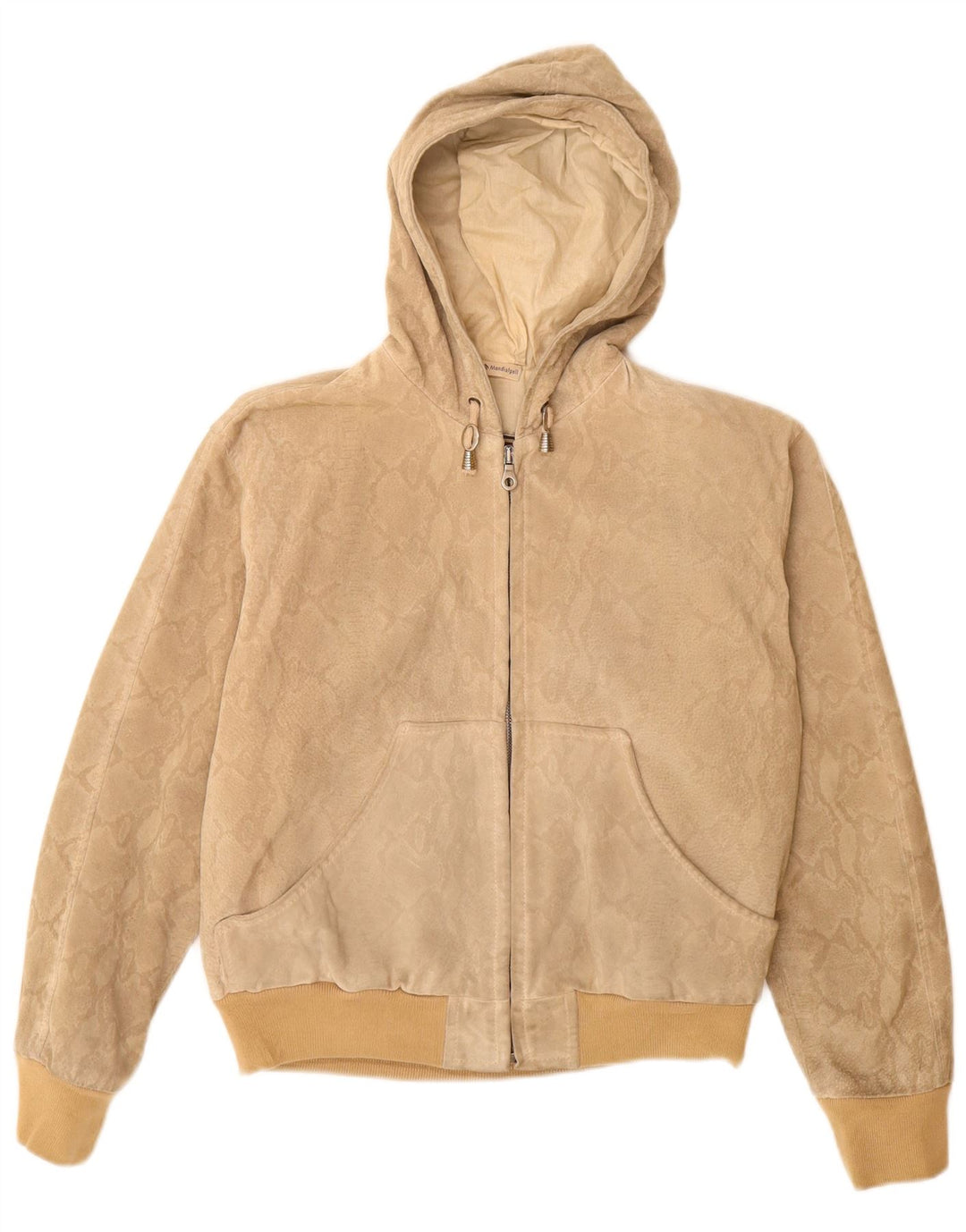 Chaqueta bomber con capucha para mujer Donna Pelle IT 42 Estampado animal beige medio