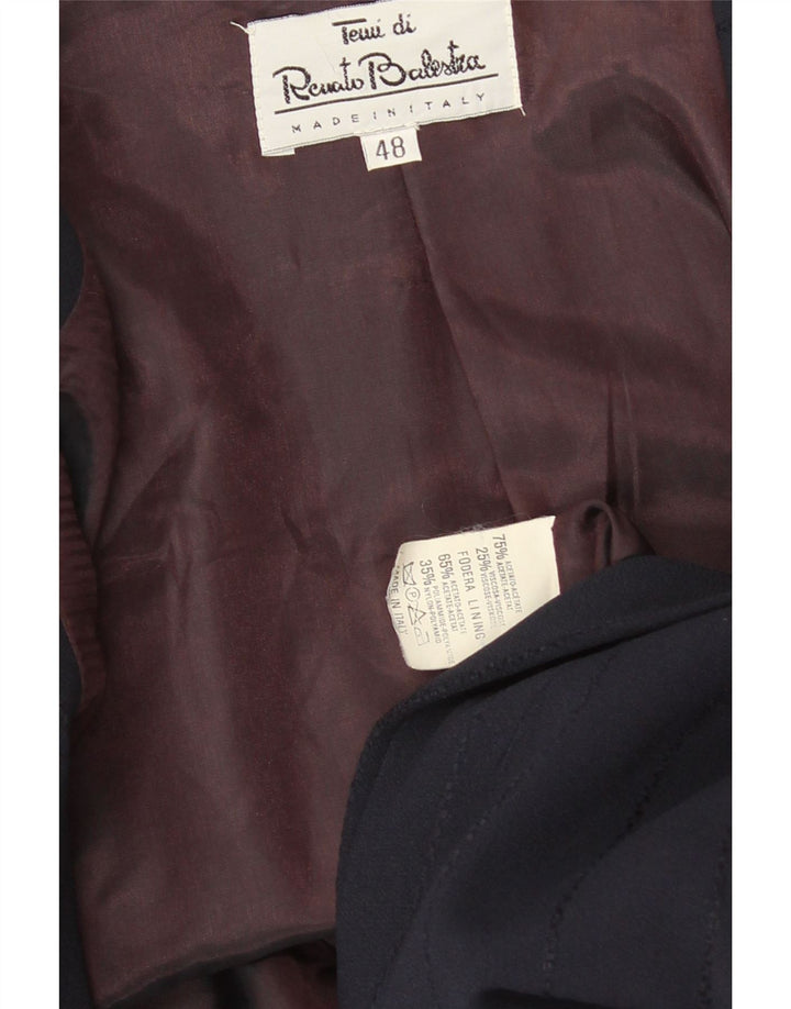 Renato Balestra Chaqueta Blazer de 3 Botones para Mujer IT 48 XL Acetato Azul Marino