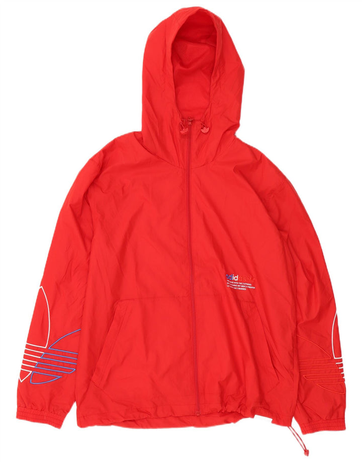 ADIDAS Chaqueta impermeable con capucha gráfica para hombre UK 36 Small Red Poliéster