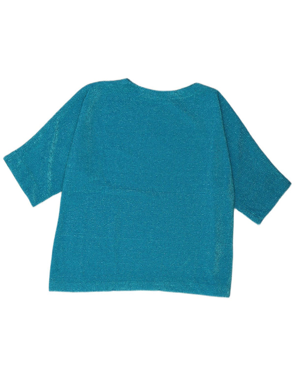 Blusa vintage para mujer Top UK 16 Grande Azul Sintético