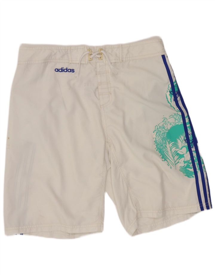 Adidas Mens Graphic Bañador Shorts Mediano Blanco Floral Poliéster