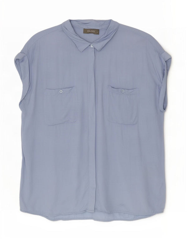 Oasis Blusa sin mangas para mujer UK 44 Large Viscosa azul