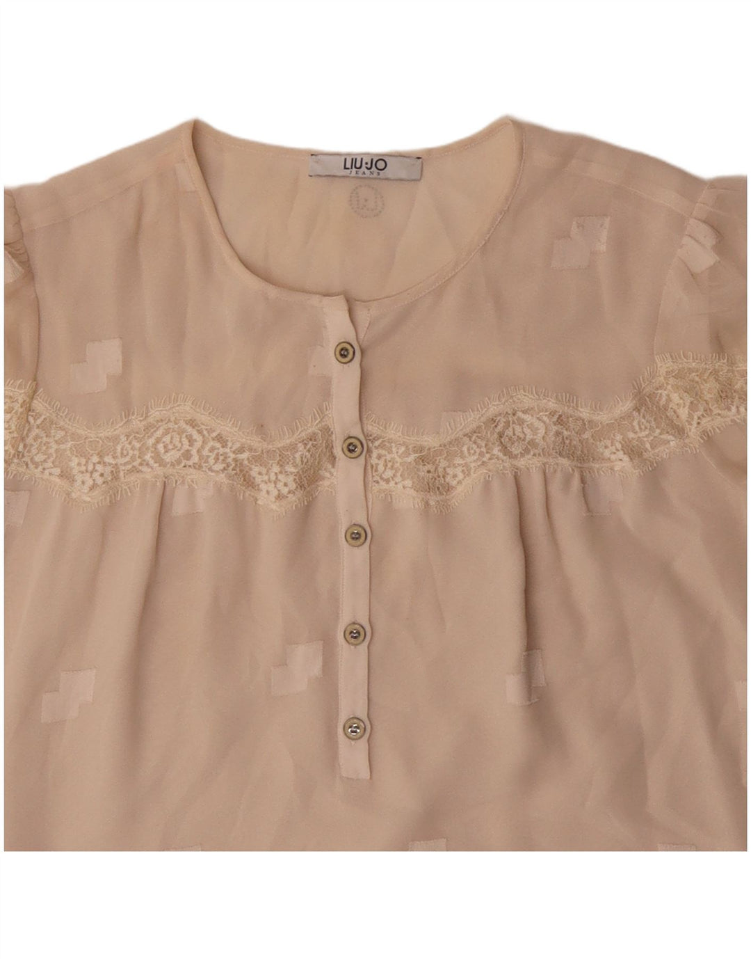 LIU JO Blusa de manga 3/4 para mujer UK 46 Grande Beige Geométrico