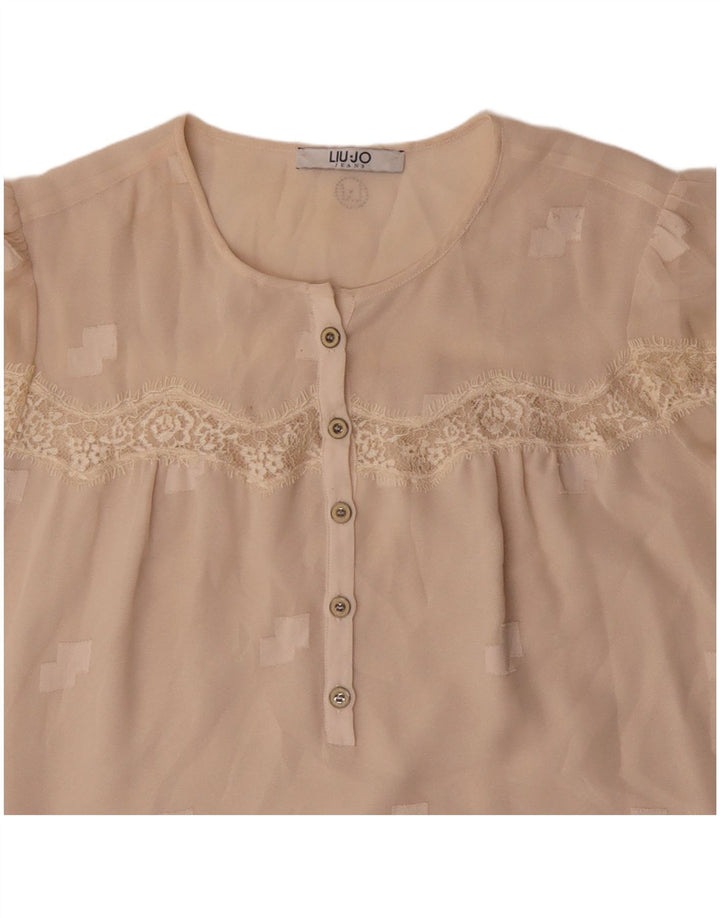 LIU JO Blusa de manga 3/4 para mujer UK 46 Grande Beige Geométrico