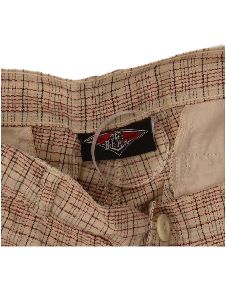 BEAR Pantalones cortos chinos para hombre W38 XL Algodón a cuadros beige