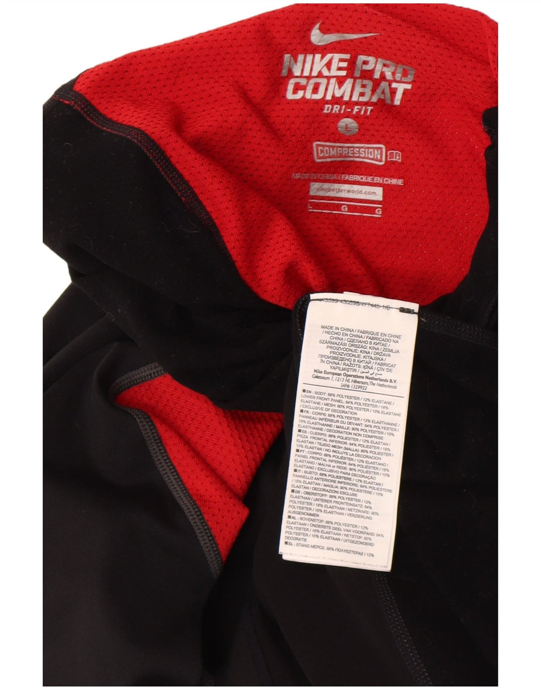 Nike Camiseta de compresión para hombre, manga larga, tamaño grande, color negro, poliéster