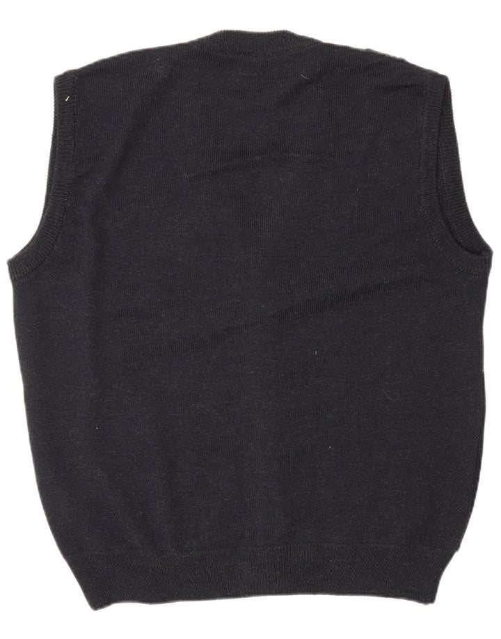 VINTAGE Suéter cárdigan sin mangas para hombre IT 52 Gris grande Argyle/Diamante