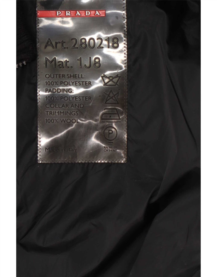 Prada Mujer Abrigo Acolchado IT 42 Poliéster Negro Medio