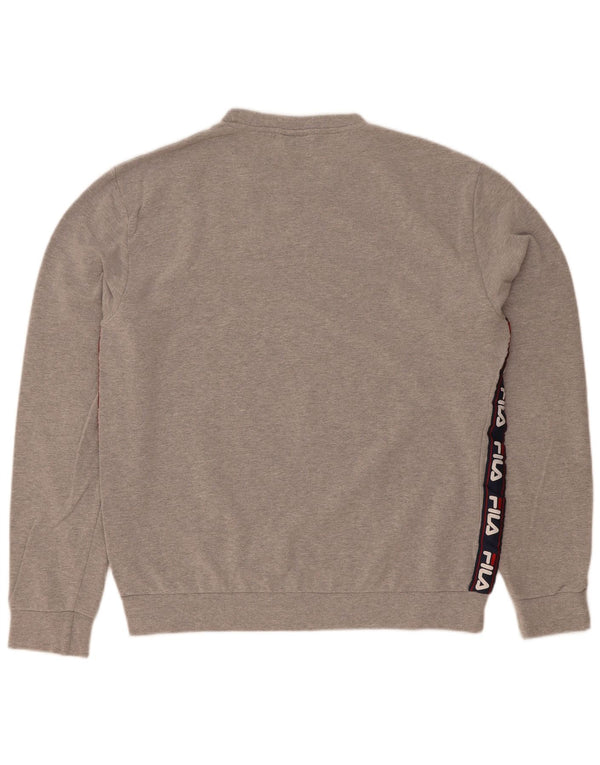 Fila Hombre Sudadera Gráfica Jersey Grande Gris Colorblock Algodón