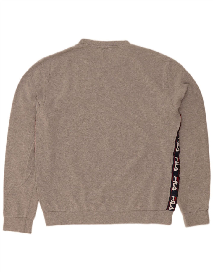 Fila Hombre Sudadera Gráfica Jersey Grande Gris Colorblock Algodón
