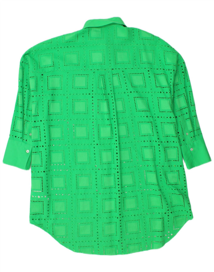 MSGM Vestido Camisero Extragrande IT 40 Algodón Geométrico Verde Medio Mujer