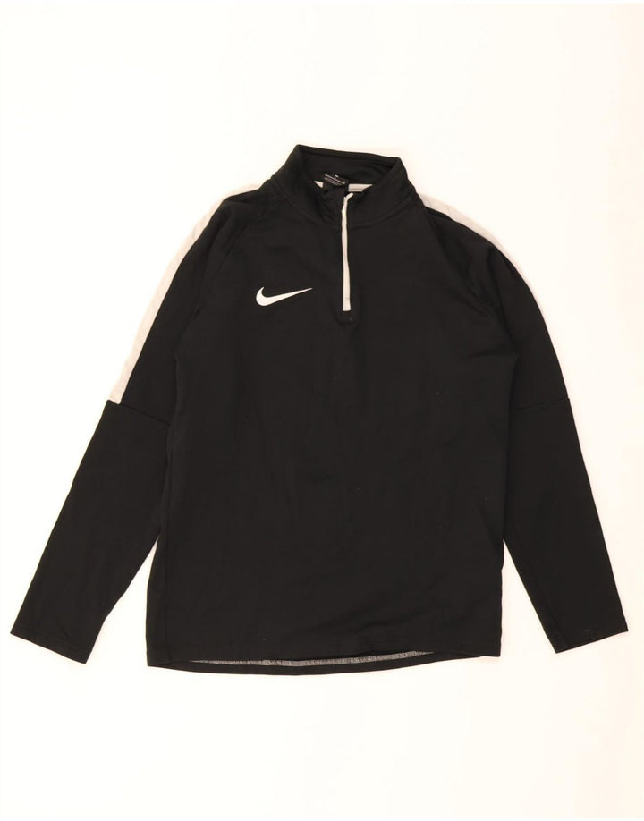 Nike Dri Fit Sudadera con cuello y cremallera para hombre, talla pequeña, color negro