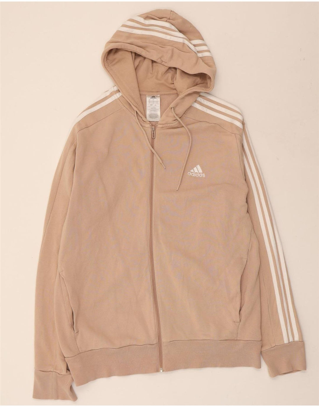 ADIDAS Sudadera con capucha y cremallera para mujer Reino Unido 16 Grande Algodón beige