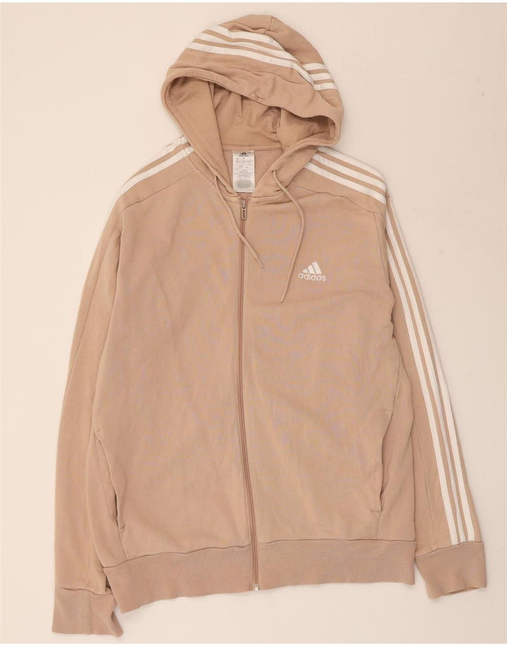 ADIDAS Sudadera con capucha y cremallera para mujer Reino Unido 16 Grande Algodón beige