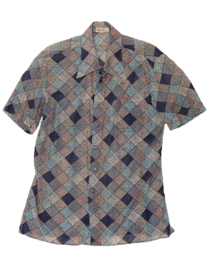 Camisa Vintage Hombre Manga Corta XL Geométrica Multicolor