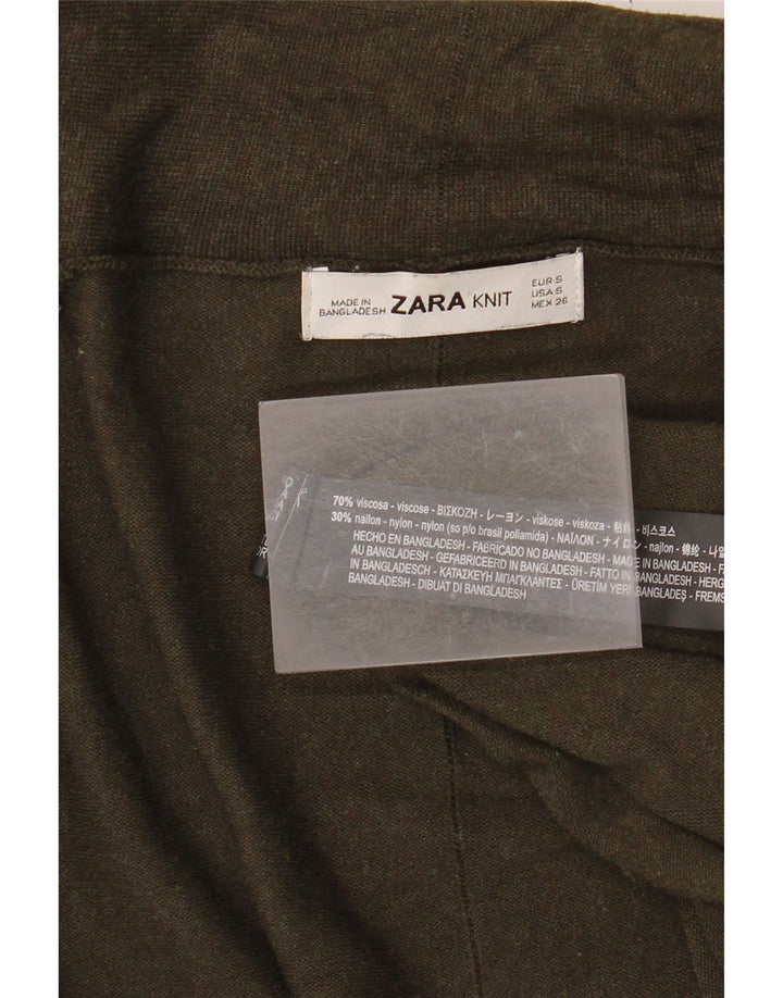 ZARA Suéter tipo cárdigan abierto para mujer UK 10 Small Viscosa caqui