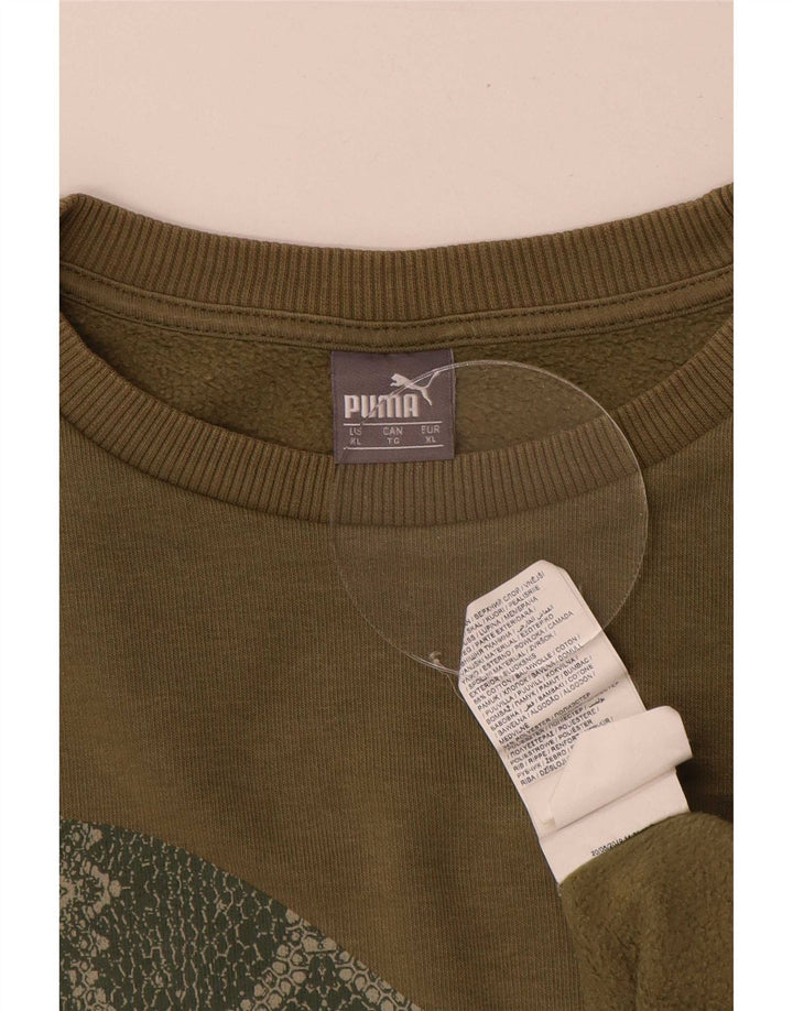 Puma Hombre Sudadera Gráfica Jumper XL Algodón Caqui