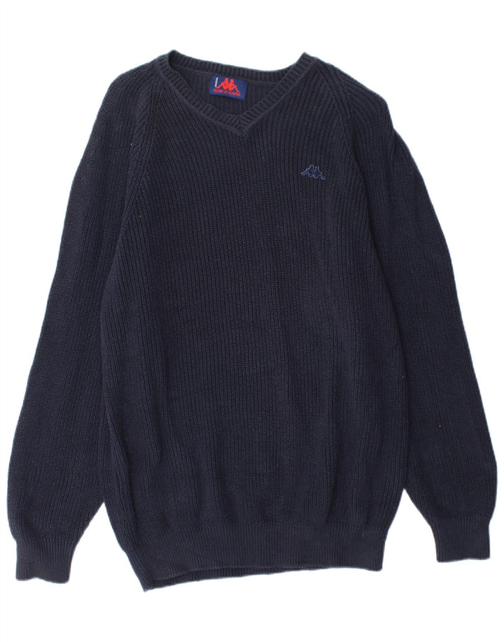 Kappa Hombre Jersey Con Cuello En V Jersey Medio Azul Marino Algodón