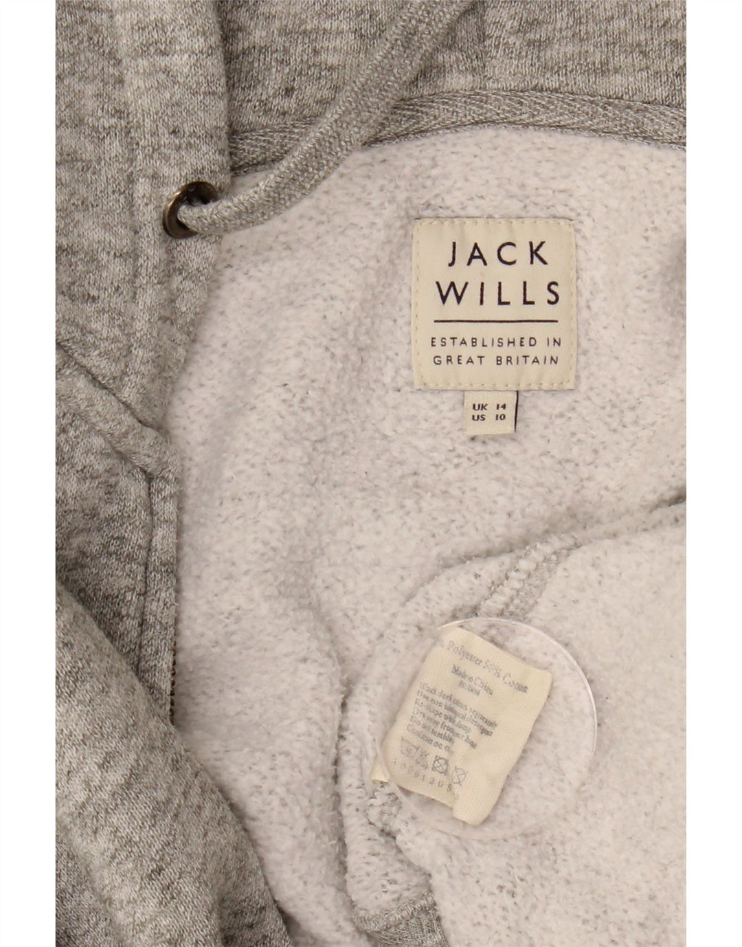 JACK WILLS Suéter con capucha y cremallera para mujer Reino Unido 44 Poliéster moteado gris grande