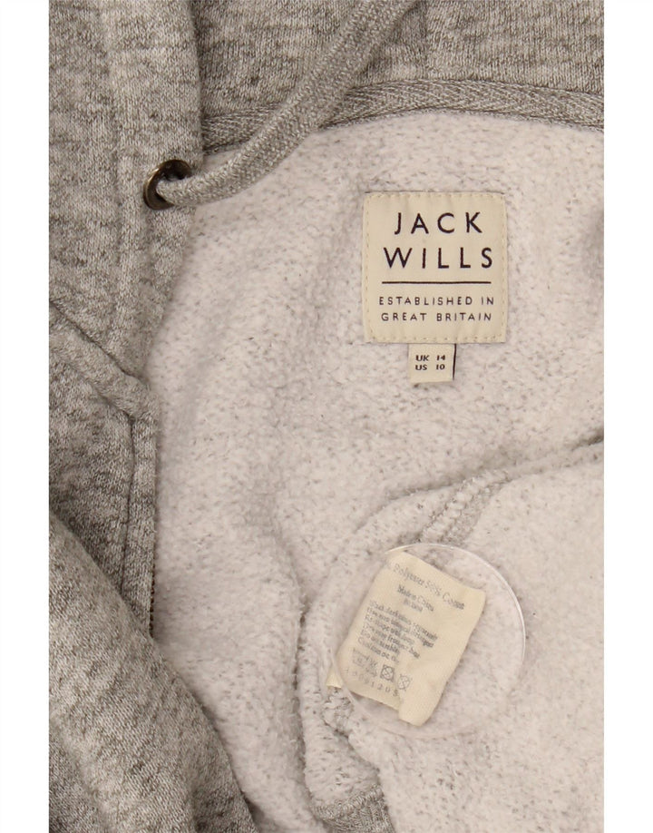 JACK WILLS Suéter con capucha y cremallera para mujer Reino Unido 44 Poliéster moteado gris grande