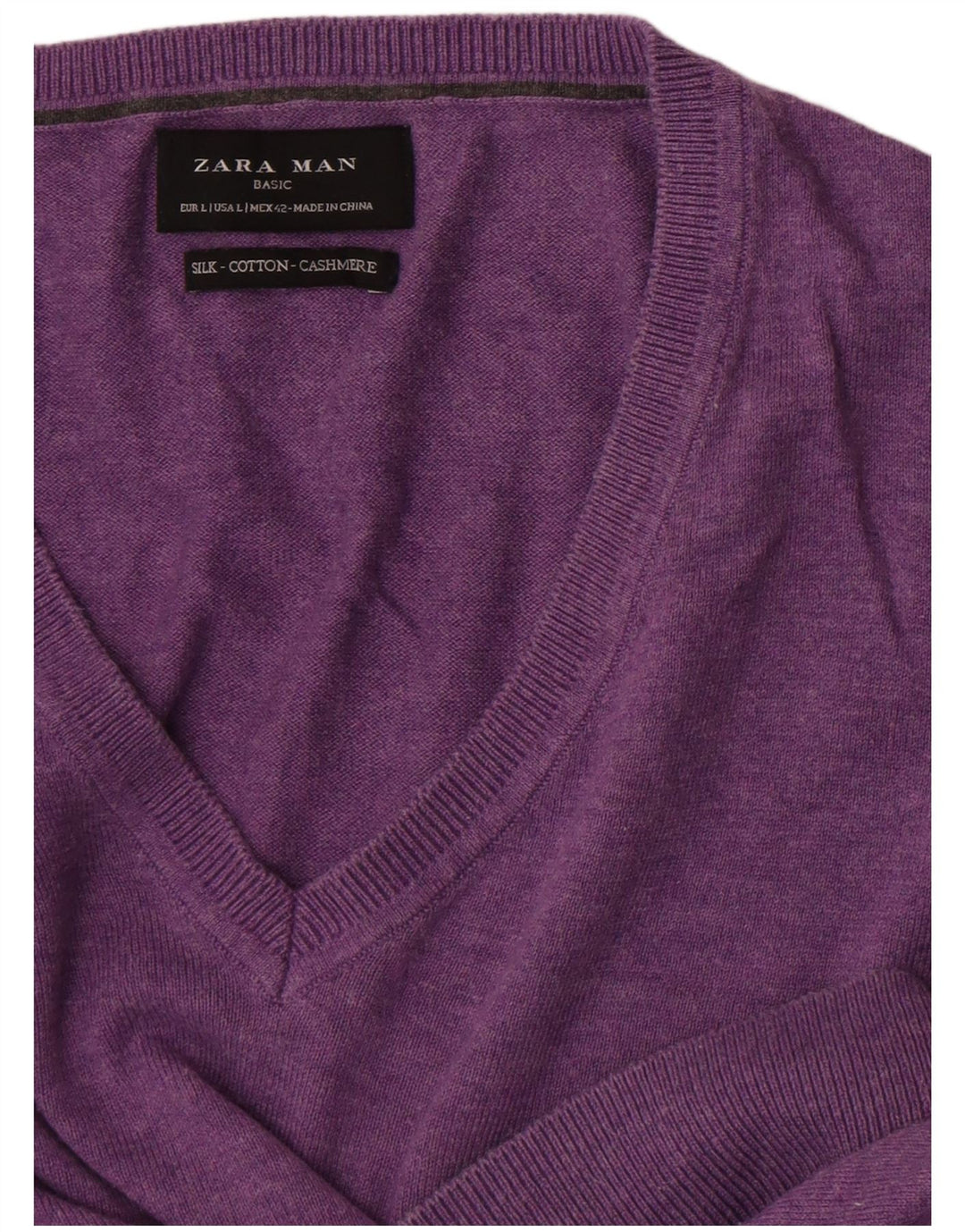 Zara Hombre Jersey Con Cuello En V Jersey Grande Algodón Morado