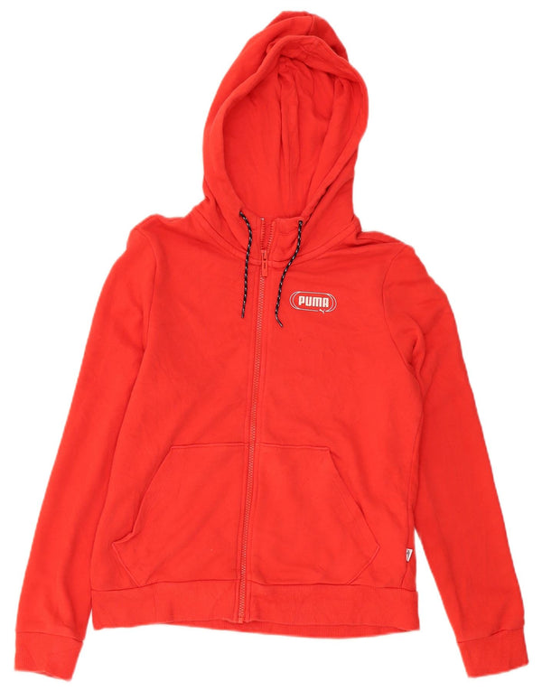 Puma Sudadera con capucha y cremallera gráfica para mujer UK 12 Algodón rojo mediano