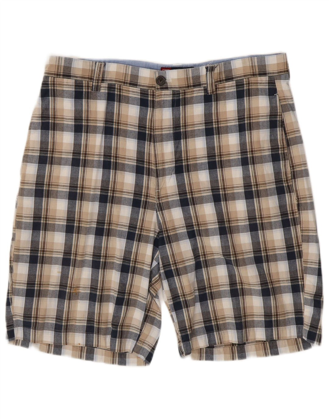 CHAPS Mens Chino Shorts W34 Large Beige Check Cotton