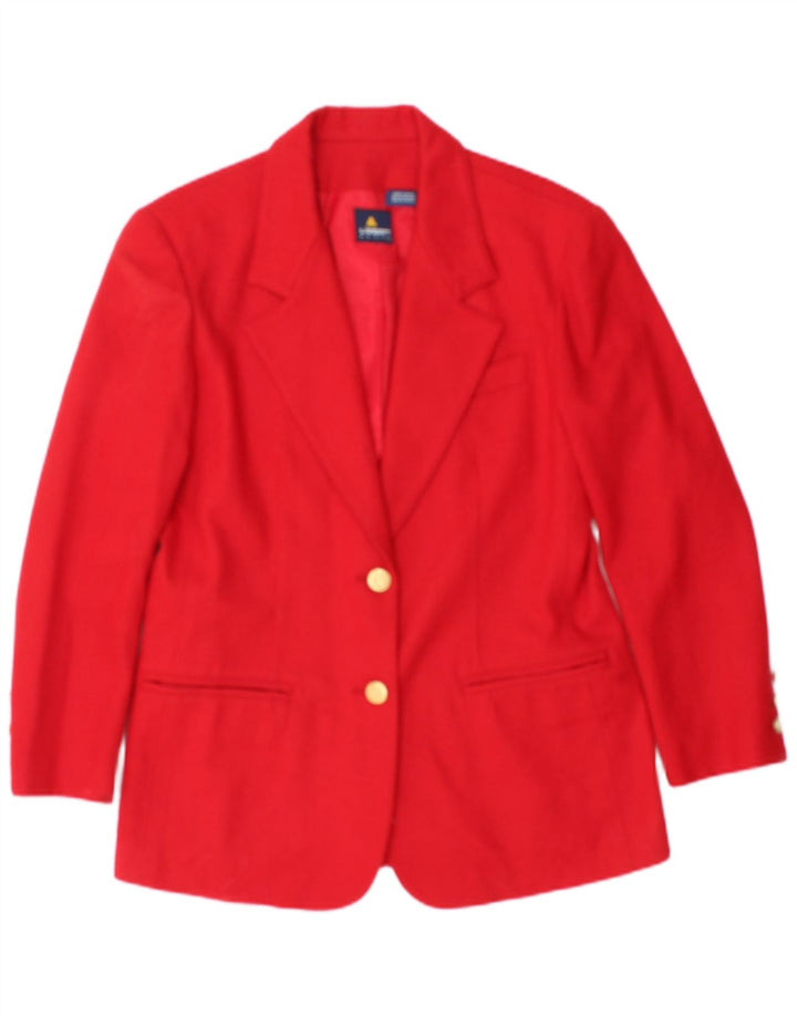 Vintage mujer 2 botones Blazer chaqueta US 4 pequeña lana roja