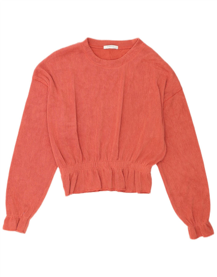 Zara Blusa extragrande de manga larga para mujer Top UK 10 Small Pink Poliéster