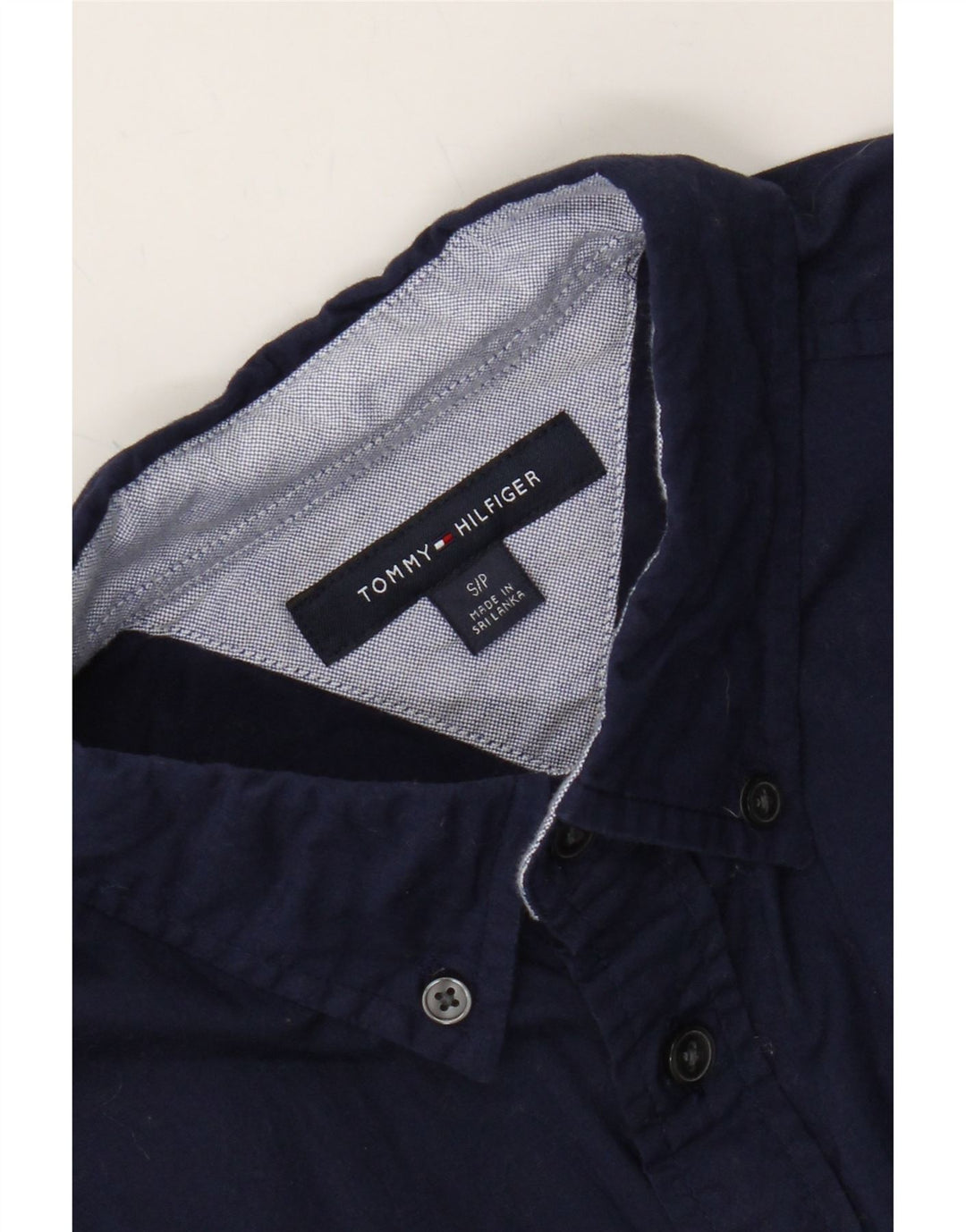 TOMMY HILFIGER Mens Shirt Small Navy Blue Cotton Vintage Tommy Hilfiger and Second-Hand Tommy Hilfiger from Messina Hembry 