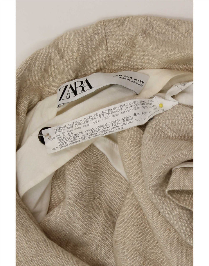 Zara Mujer Blazer De Doble Botonadura UK 44 Medium Beige Linen