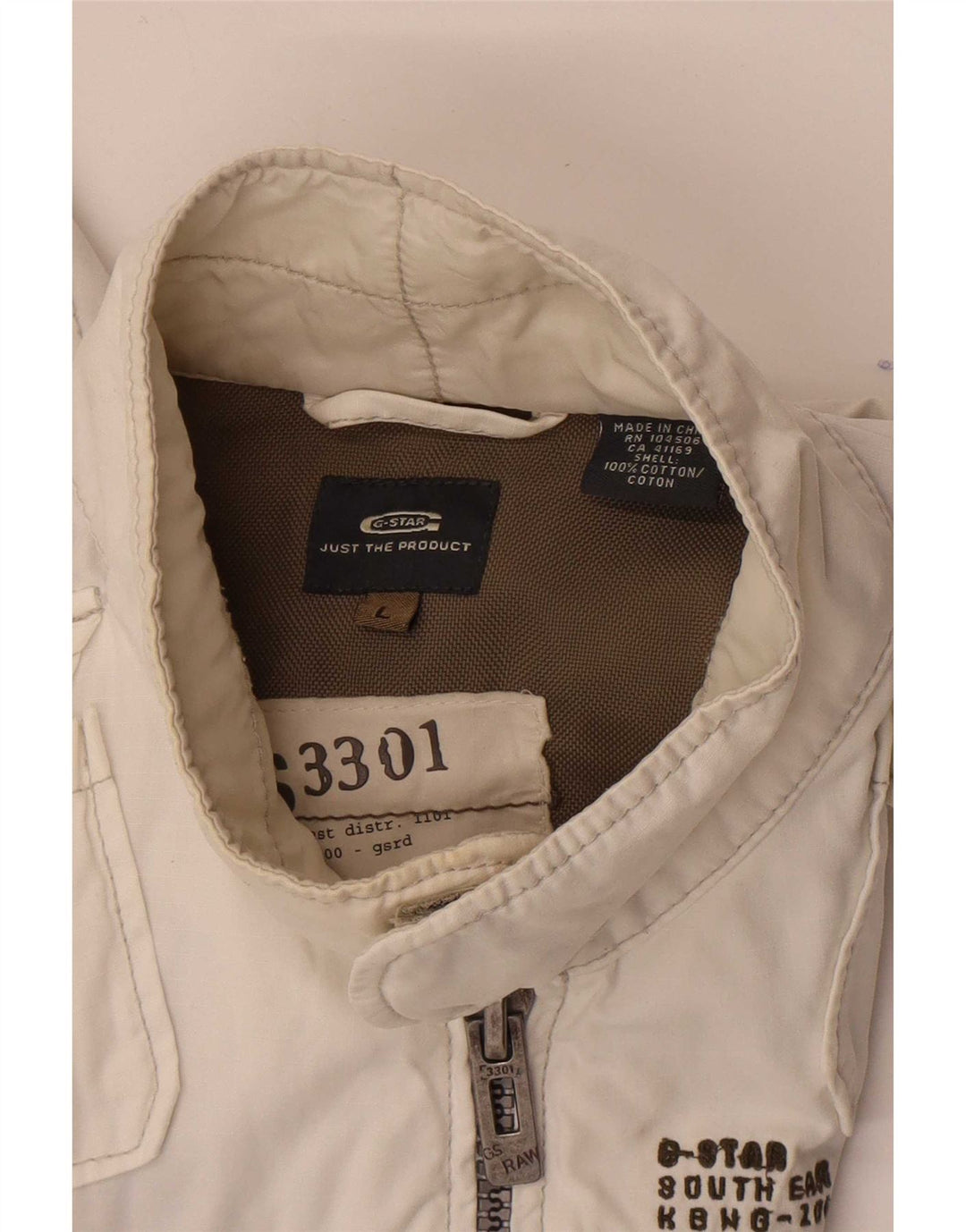 G-Star Chaqueta utilitaria gráfica para hombre Reino Unido 40 Grande Algodón blanco