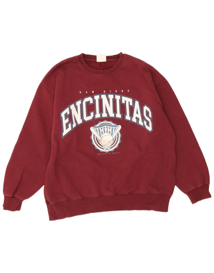 Pull & Bear - Sudadera extragrande con gráfico para mujer, talla 40, color granate
