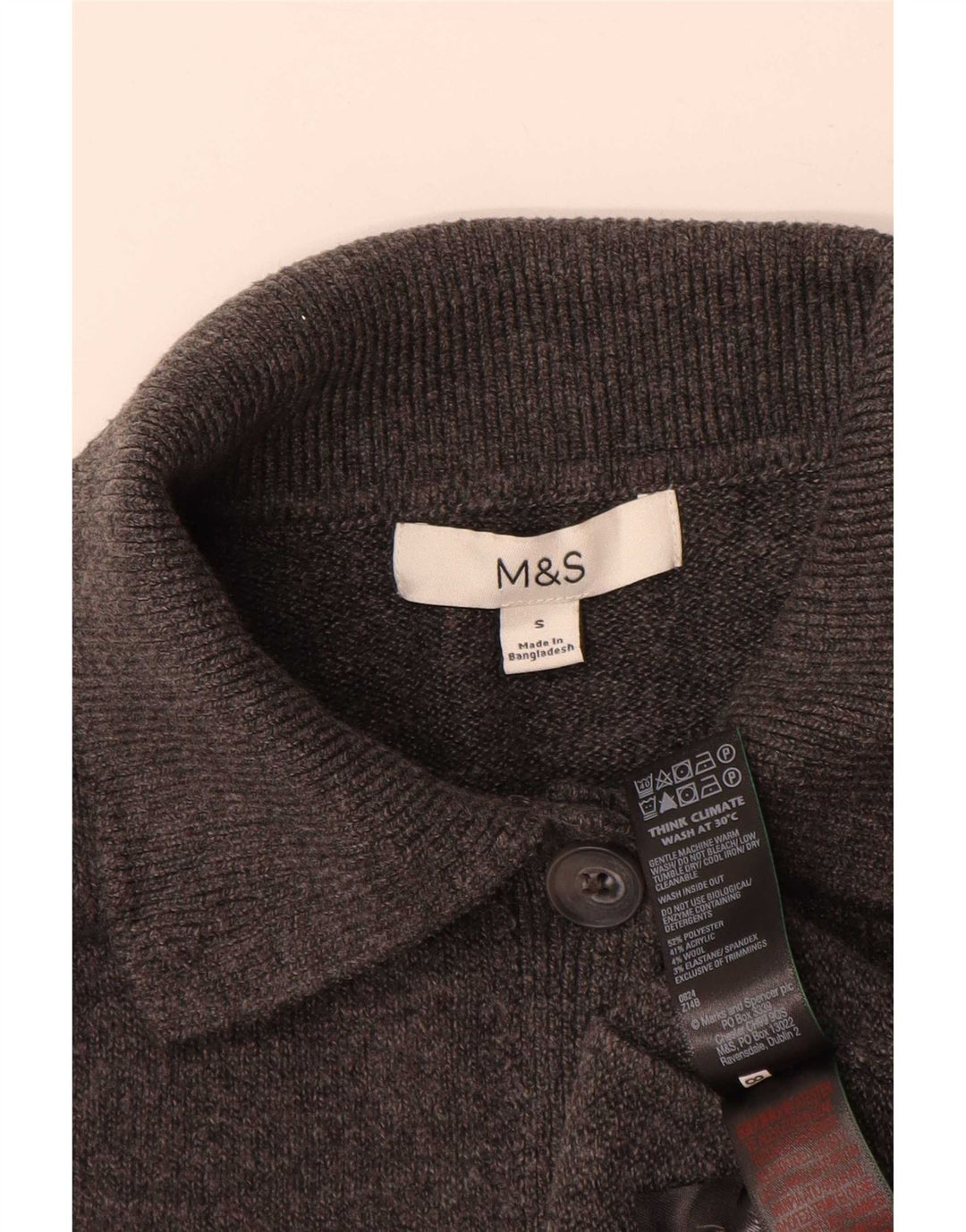 Marks & Spencer - Cárdigan para mujer, talla 10, poliéster gris pequeño